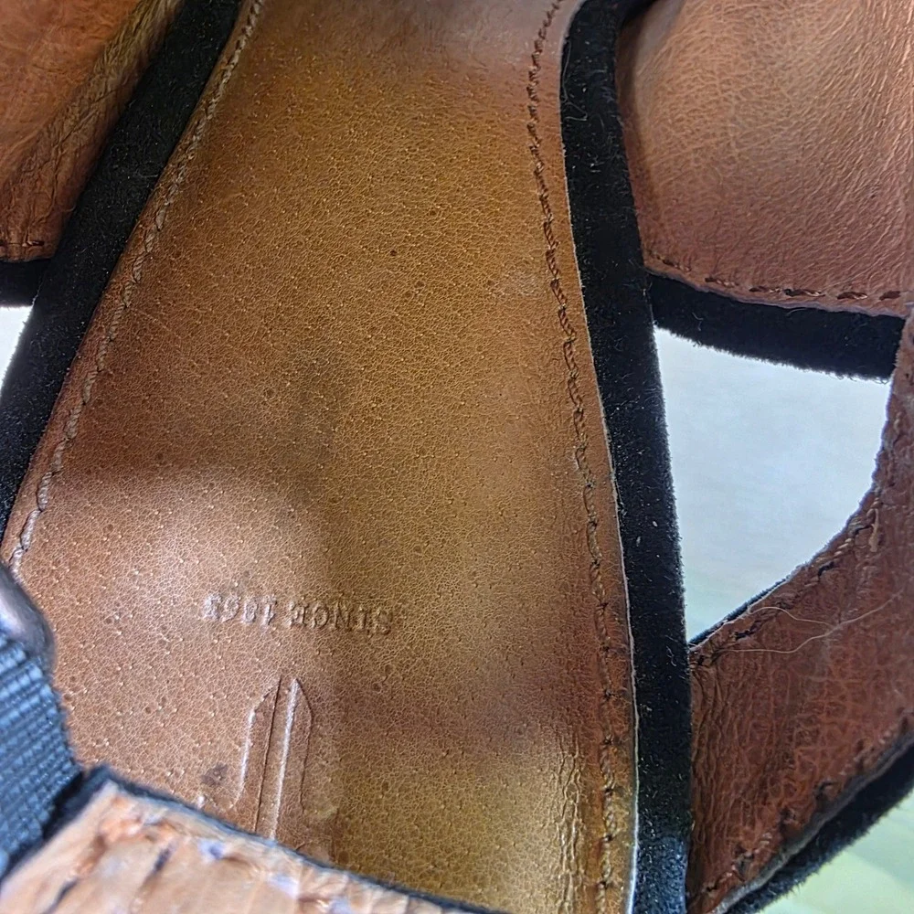 Frye Suede Peep Toe Slingback Booties Black Block Heel Women 10M Excellent